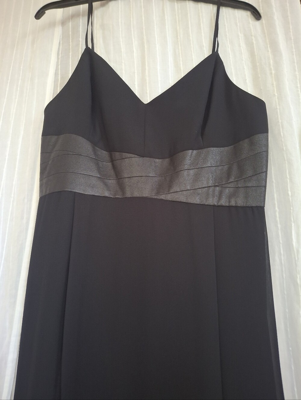 BCBGeneration Y2K Goth Chiffon Maxi Dress Faux Leather Waist Size 10